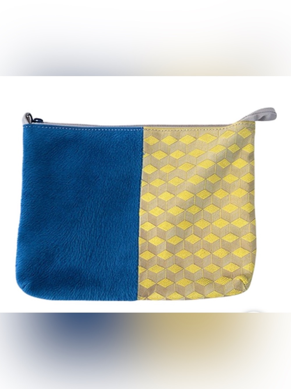 Blue and Yellow Geometric Zippered shoulder bag